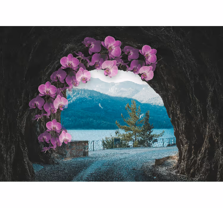Orchids Framing Landscape flowers wall mural - TenStickers