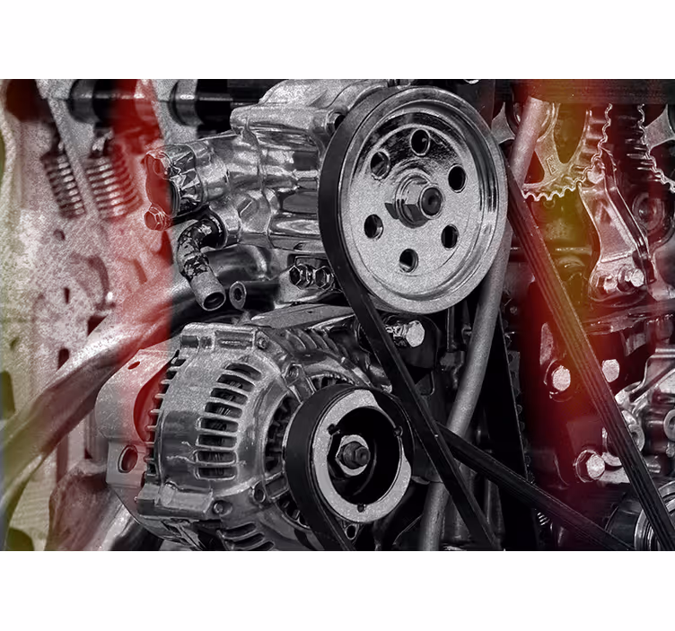Automotive wall murals engine components close-up - TenStickers