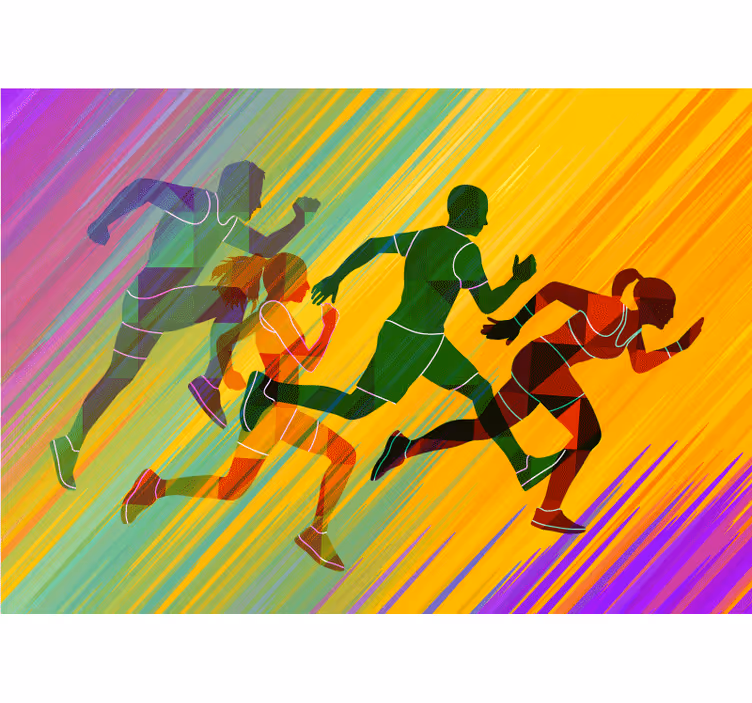 Wall mural people dynamic running figures - TenStickers