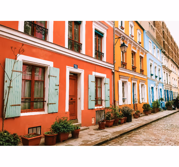 Colorful Parisian Facades wall mural city - TenStickers