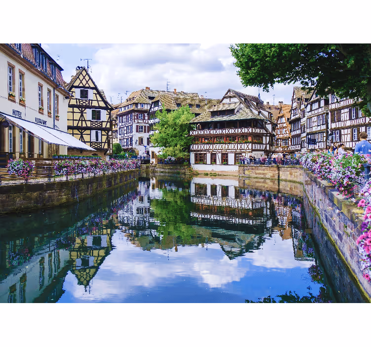 Charming riverside village wall mural city - TenStickers