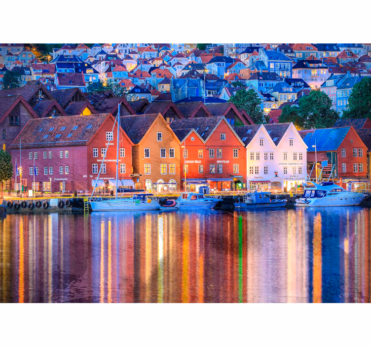 Colorful Coastal Houses wall mural city - TenStickers