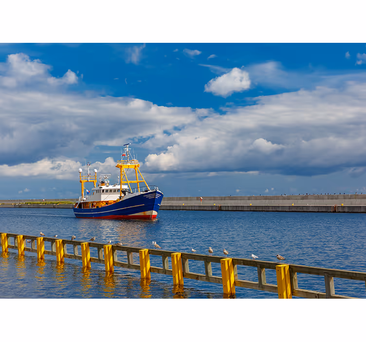Fishing Boat Harbor sea wall mural - TenStickers