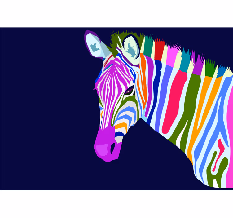 Multicolored Zebra wall mural animals - TenStickers