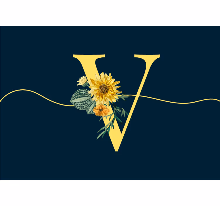 Sunflower Initial Elegance flowers wall mural - TenStickers