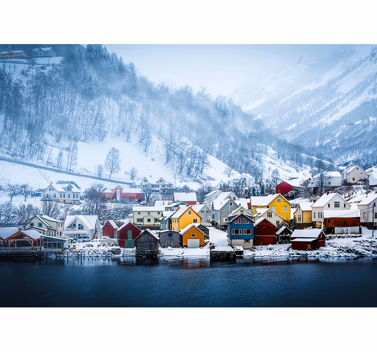 Wall mural city colorful coastal village - TenStickers