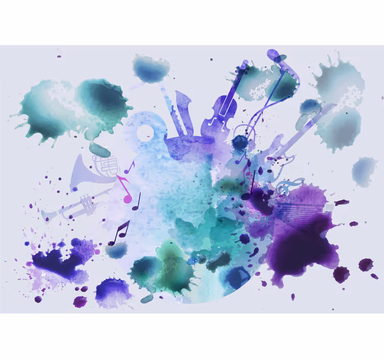 Wall mural music musical instrument splash - TenStickers