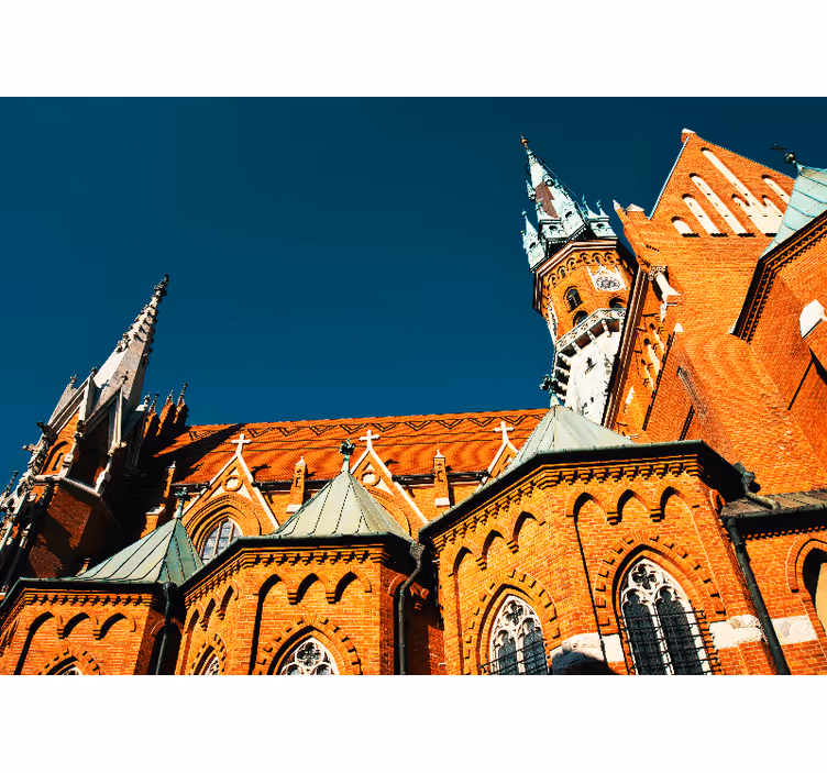 Wall mural city historic red brick design - TenStickers