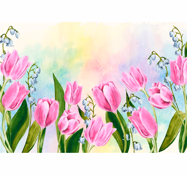 Flowers wall mural tulip flower bloom - TenStickers