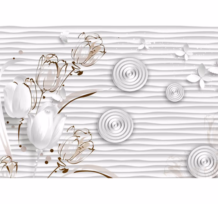 White elegant tulips flowers wall mural - TenStickers