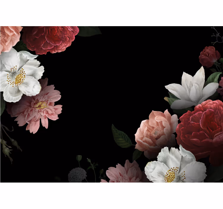 Flowers wall mural exquisite floral design - TenStickers