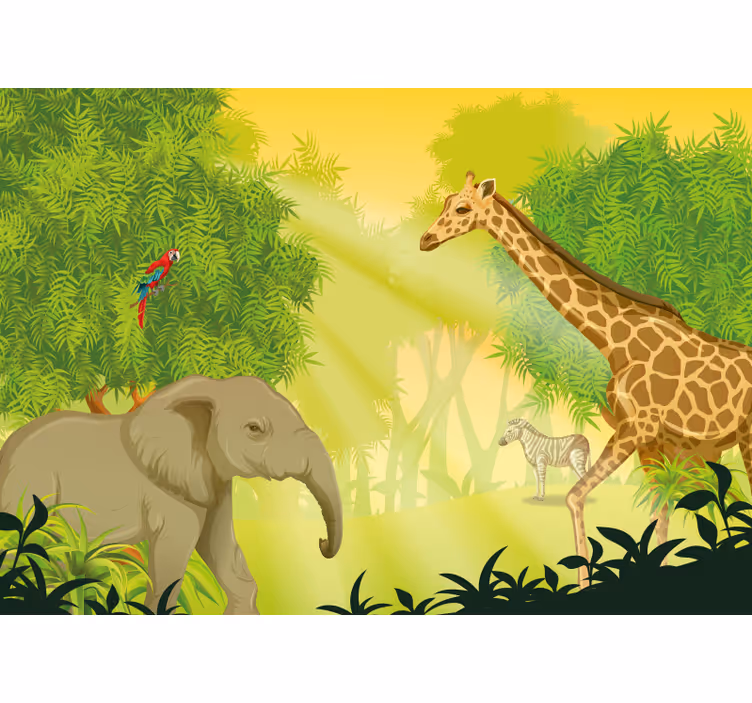 Wall mural animals savanna safari scene - TenStickers