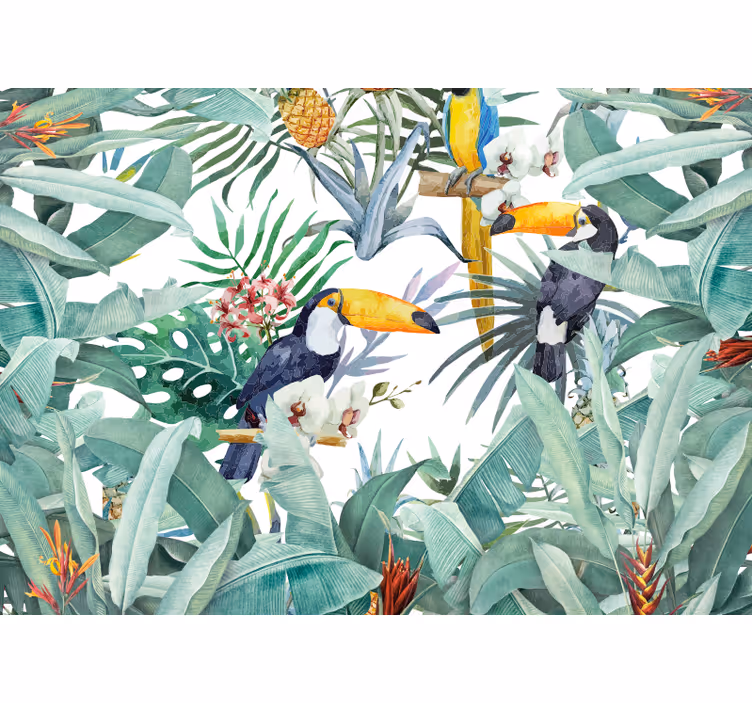 Wall mural animals toucans in the foliage - TenStickers