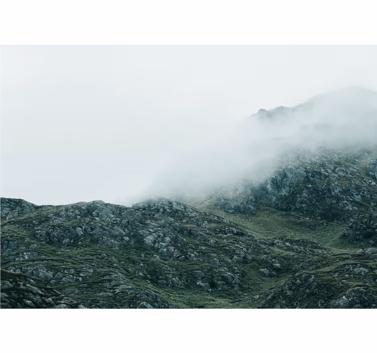 Views in dense fog mountain wall mural - TenStickers