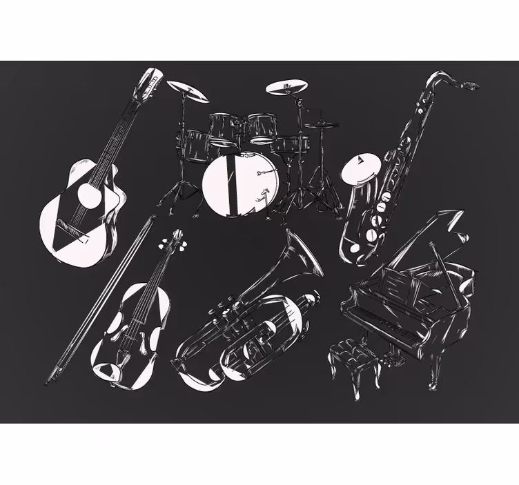 Wall mural music musical instruments set - TenStickers