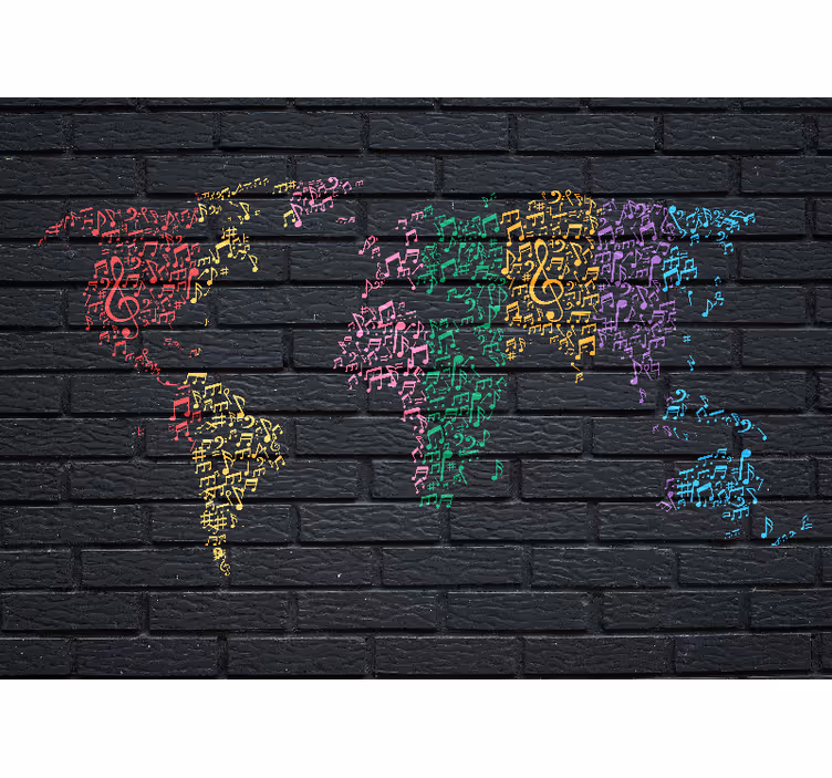 Wall mural music musical world map - TenStickers