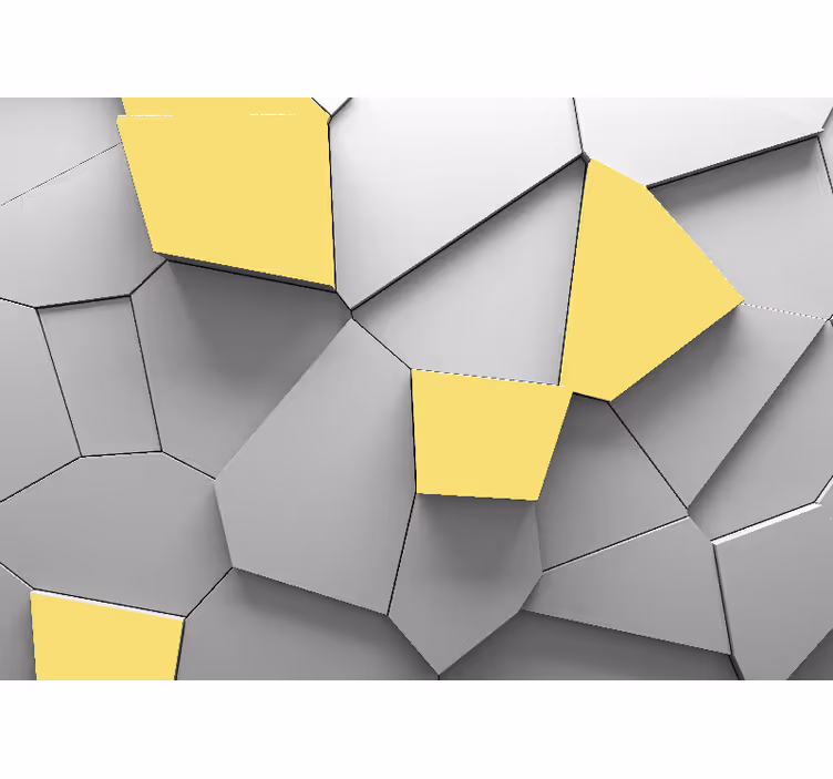 Geometric yellow panels 3d mural wallpaper - TenStickers