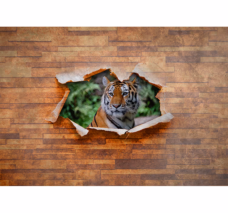 Wall mural animals tiger head on wall - TenStickers