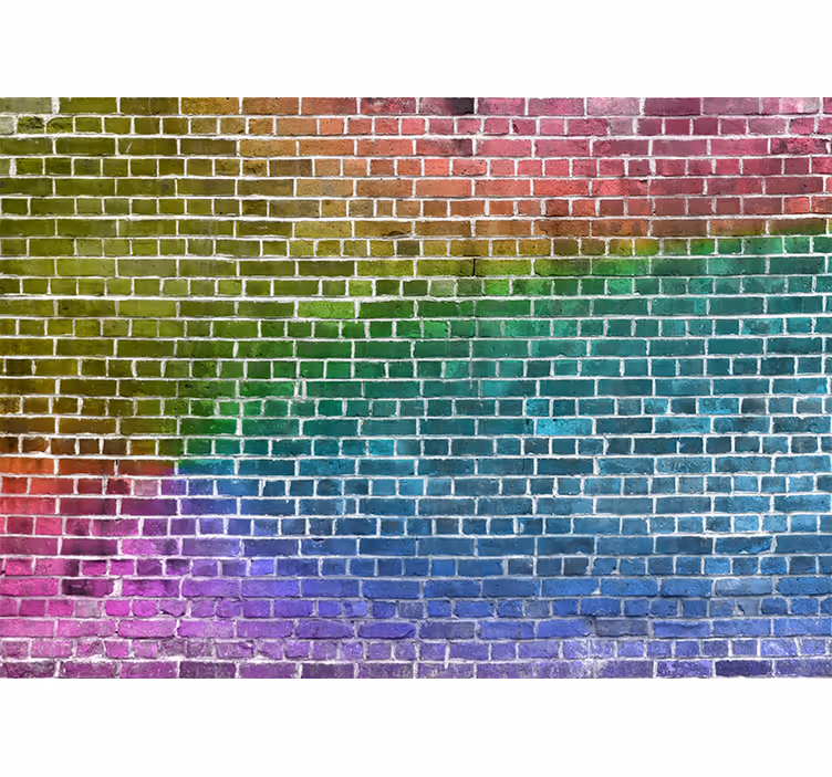 Wall mural pattern rainbow brick design - TenStickers