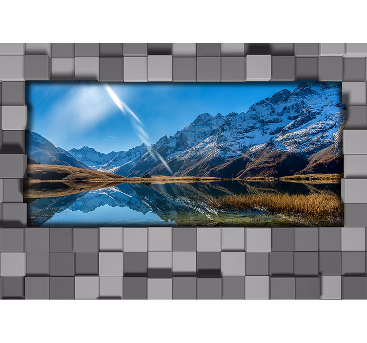 Falling down bricks with photo brick wall mural - TenStickers