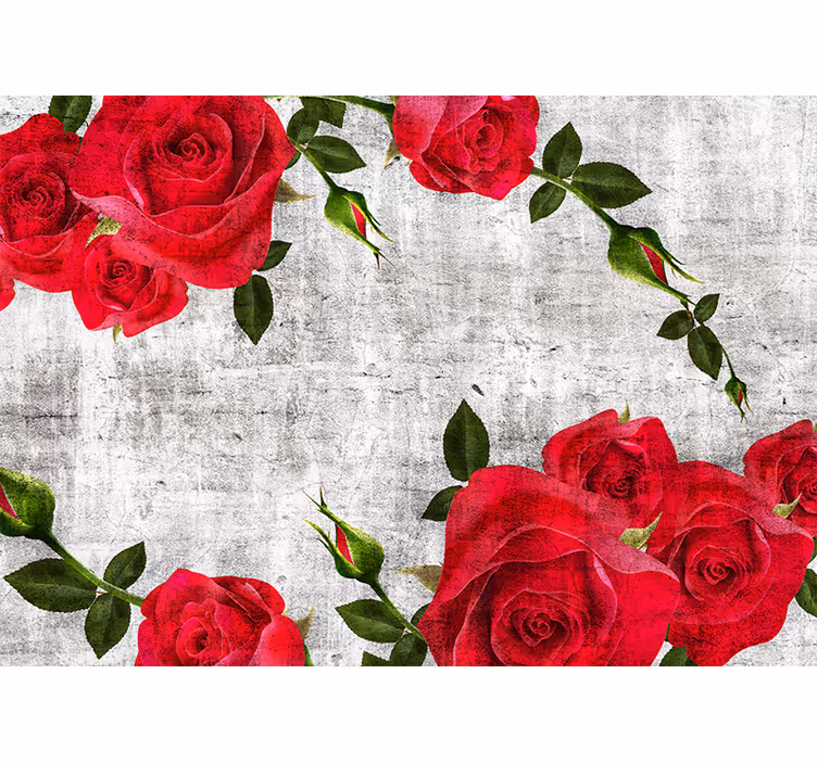 Flowers wall mural red rose arrangement - TenStickers