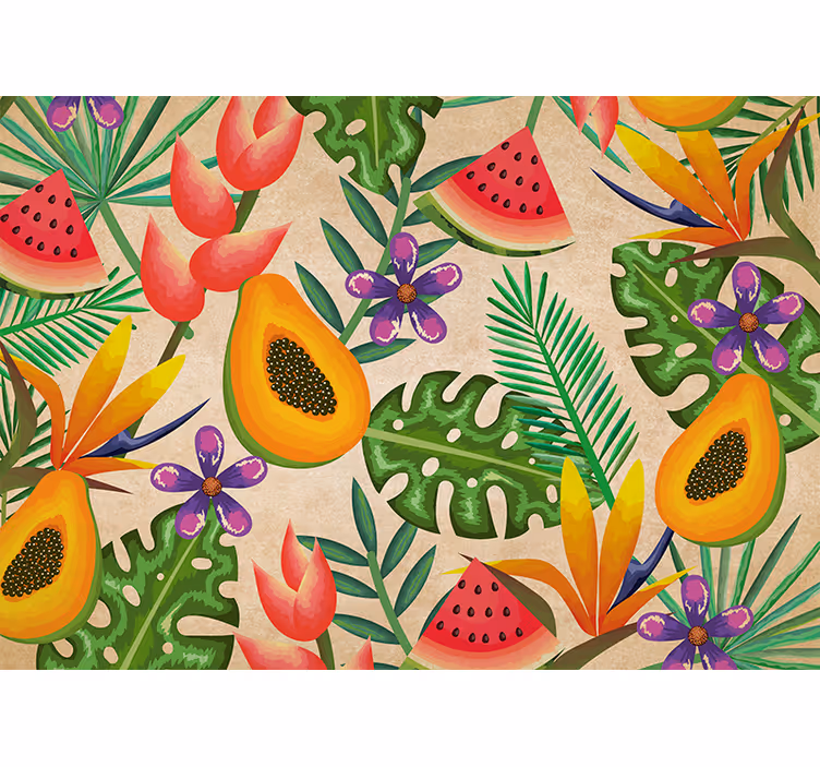 Flowers wall mural tropical fruit designs - TenStickers