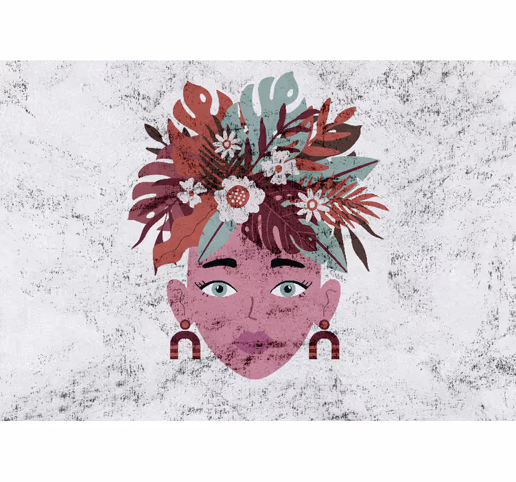 Wall mural people stylized floral head - TenStickers