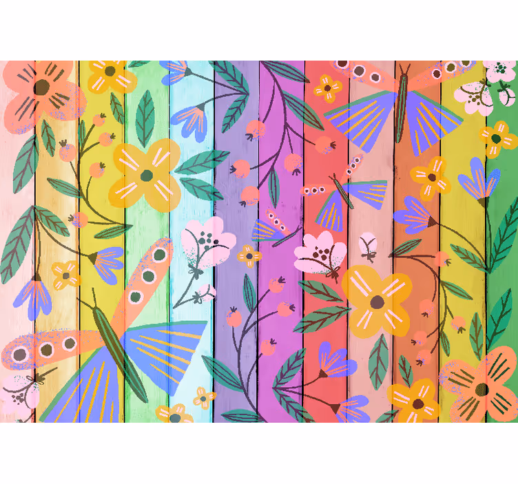 Flowers wall mural with lively botanical designs - TenStickers