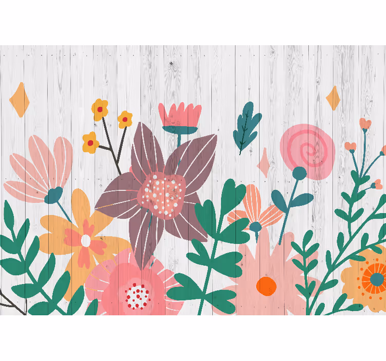 Flowers wall mural colorful floral art - TenStickers