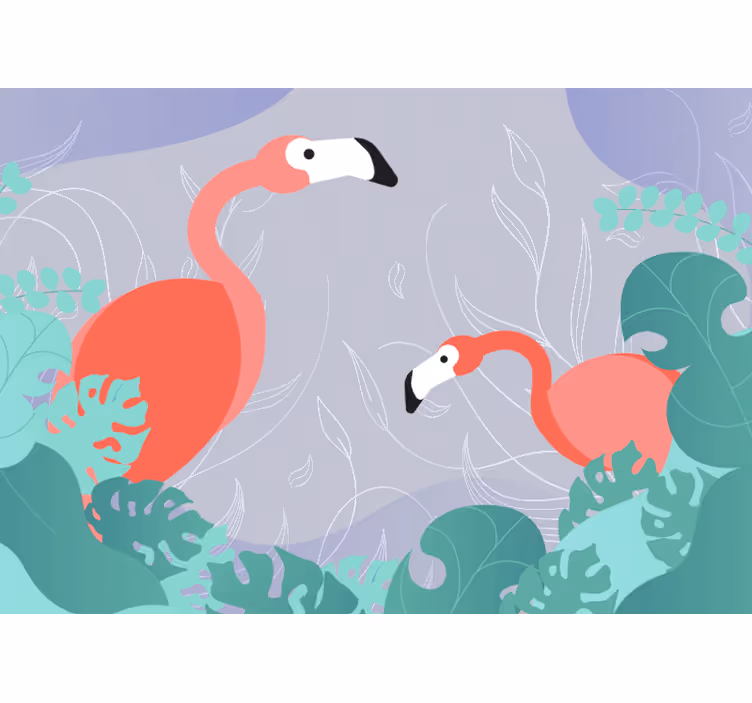 Wall mural animals flamingo family - TenStickers
