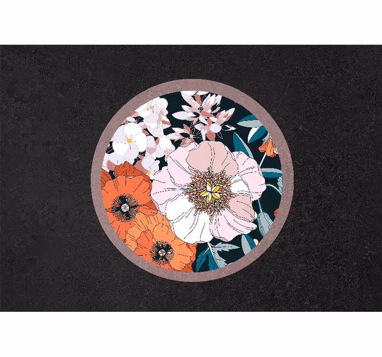 Flowers wall mural floral circle pattern - TenStickers