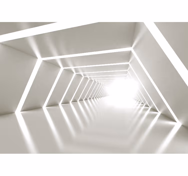 Abstract mural wallpaper illuminated geometric passage - TenStickers