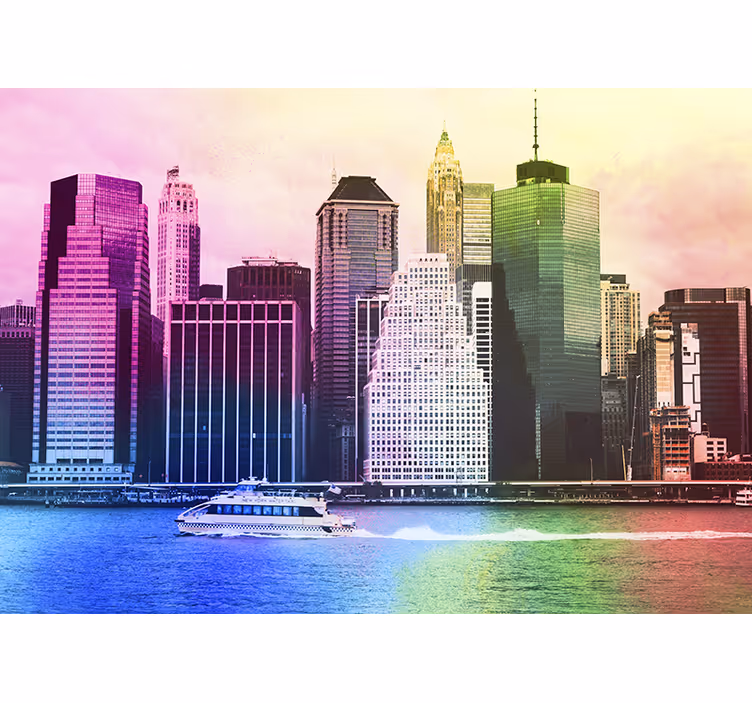 Wall mural city vibrant urban scene - TenStickers