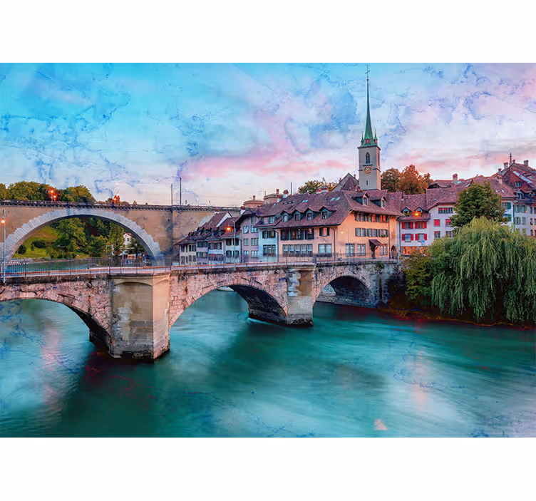 Wall mural city bern bridge view - TenStickers