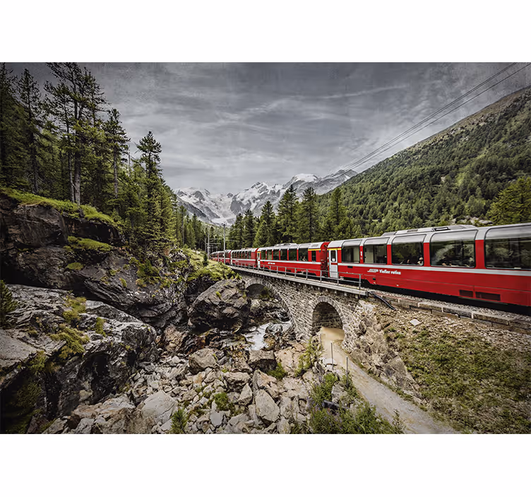 Wall mural city scenic mountain train journey - TenStickers
