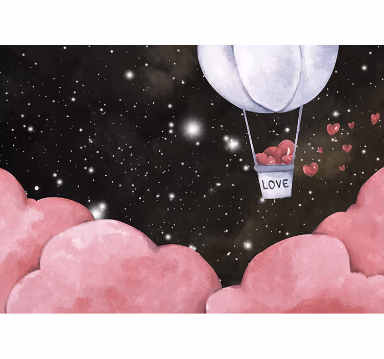 Love wall mural heart balloon adventure - TenStickers