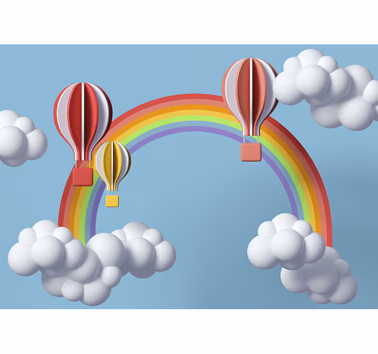 Wall mural text colorful hot air balloons - TenStickers