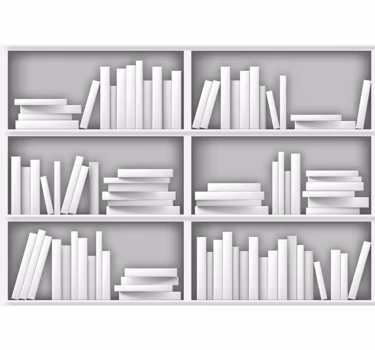 Wall mural pattern minimalist book shelves design - TenStickers