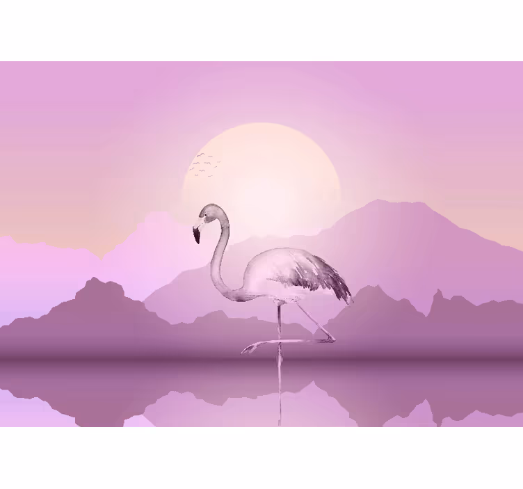 Wall mural animals elegant flamingo silhouette - TenStickers