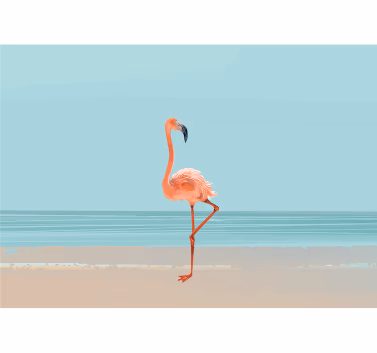 Sea wall mural flamingo by the shore - TenStickers