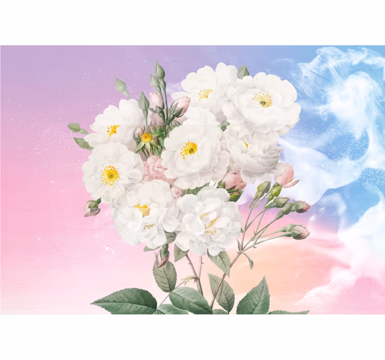 Flowers wall mural white floral arrangement - TenStickers