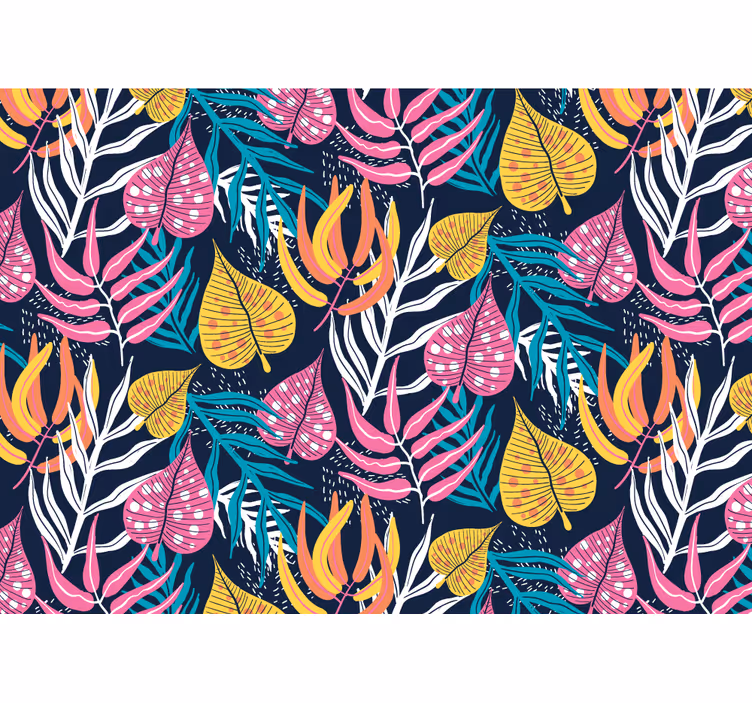 Flowers wall mural tropical leaf design - TenStickers