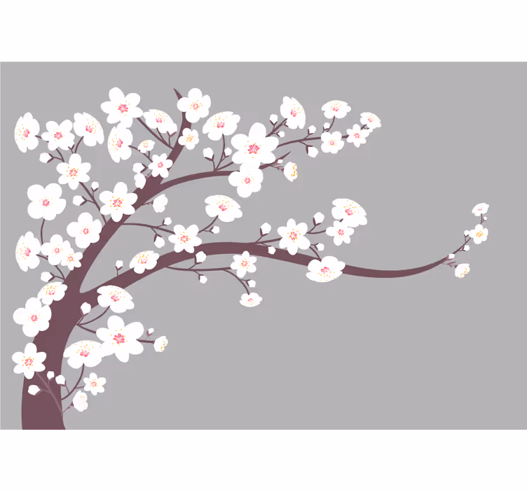 Flowers wall mural blooming cherry branch - TenStickers