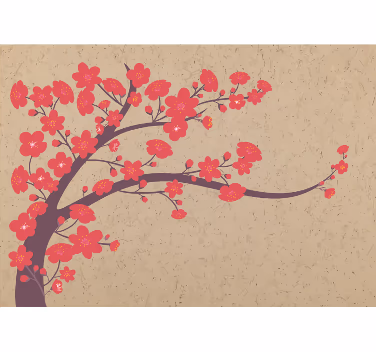 Sakura branch flowers wall mural - TenStickers