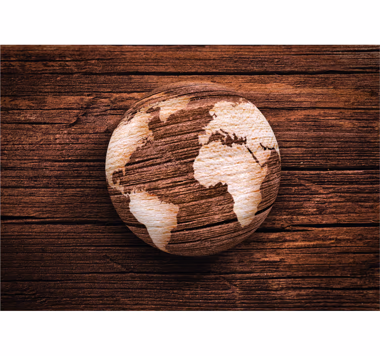Wooden Texture wall mural world map - TenStickers