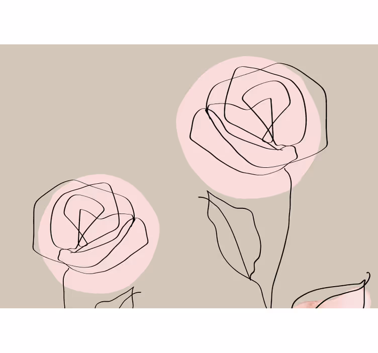 Flowers wall mural line art roses - TenStickers