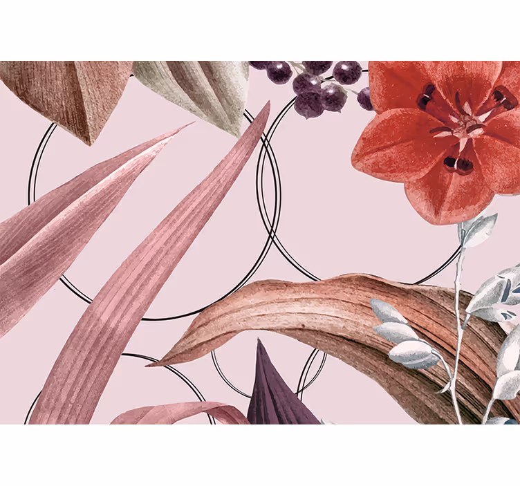Flowers wall mural floral patterns design - TenStickers