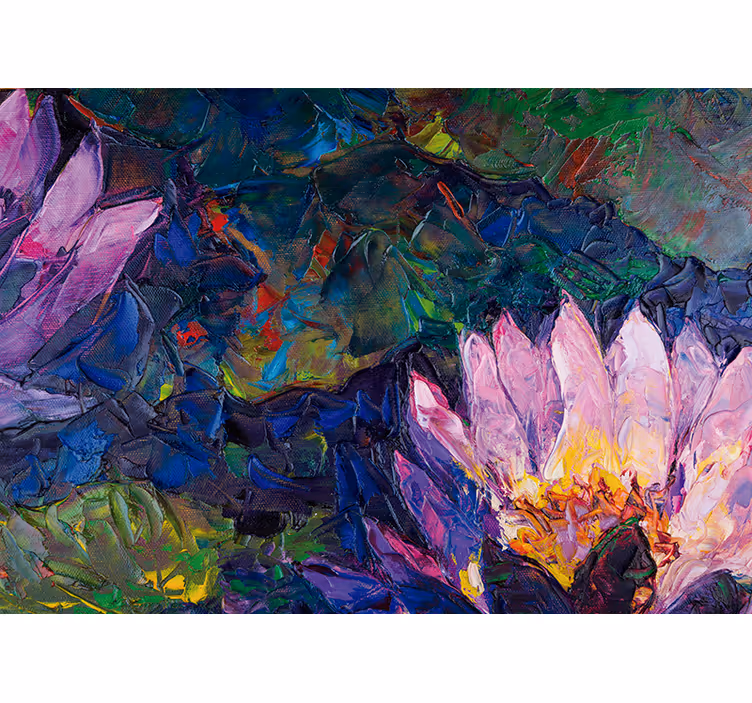 Flowers wall mural lotus blossom abstract art - TenStickers