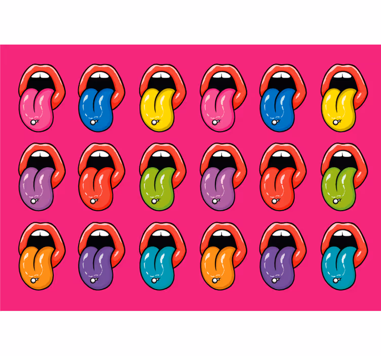 Urban art wall mural colorful tongue expressions - TenStickers