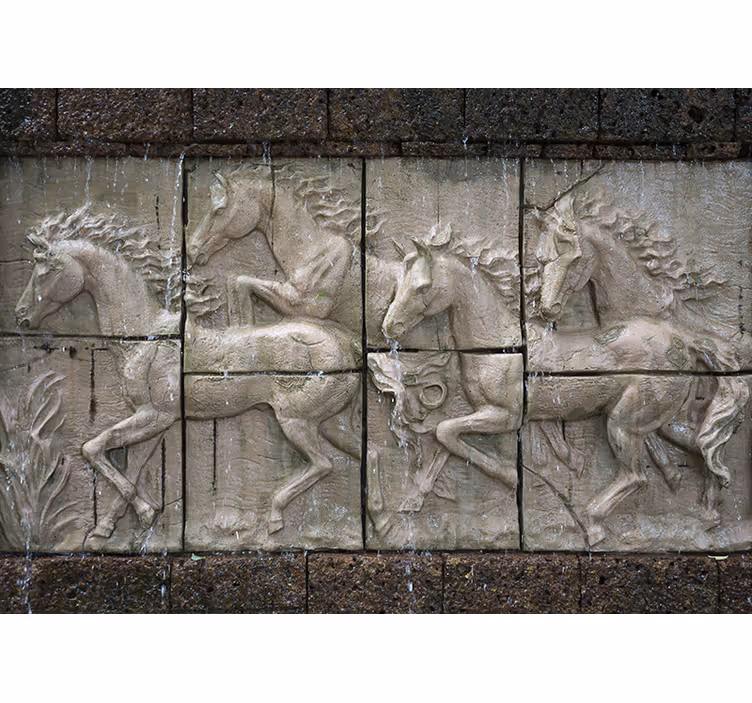 Wall mural animals galloping horses relief - TenStickers